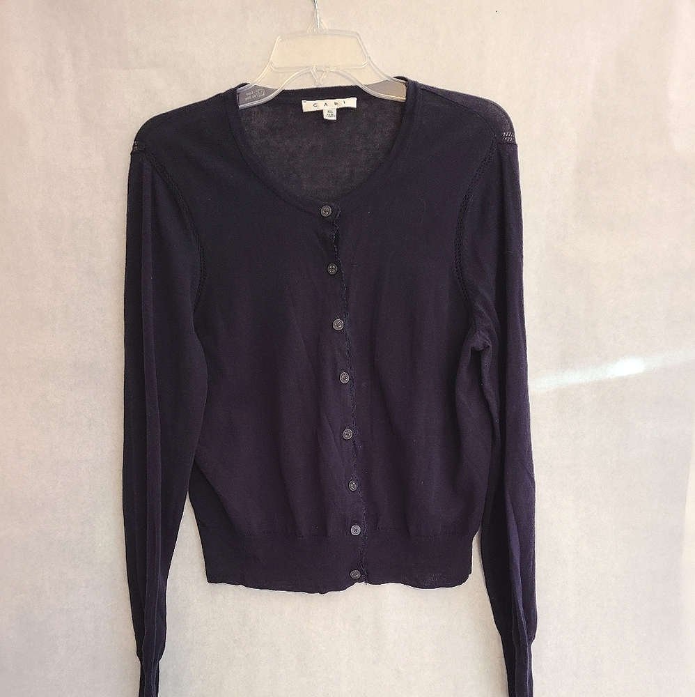 CAbi XL Button Front Cardigan Navy Blue